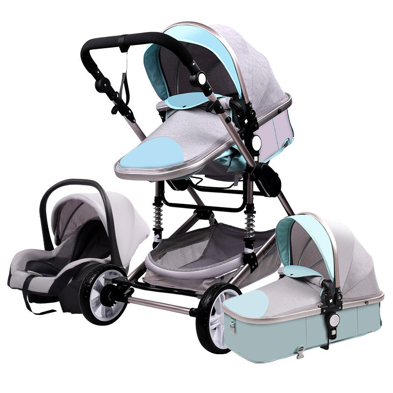 Carrinho de bebê dobrável 3 em 1, portátil, para recém-nascidos