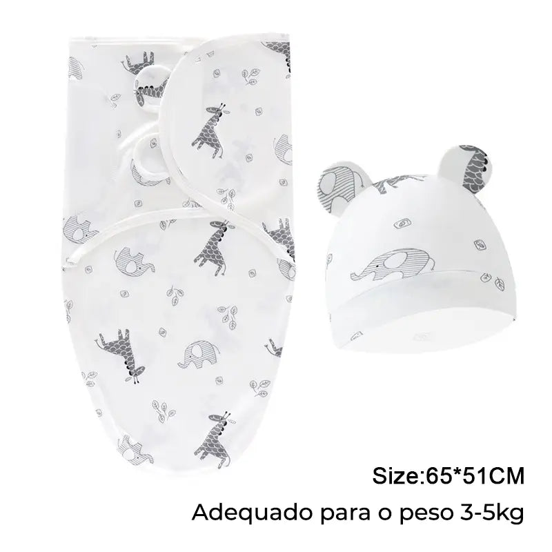 Swaddle (Saco de Dormir para Bebé) com chapéu