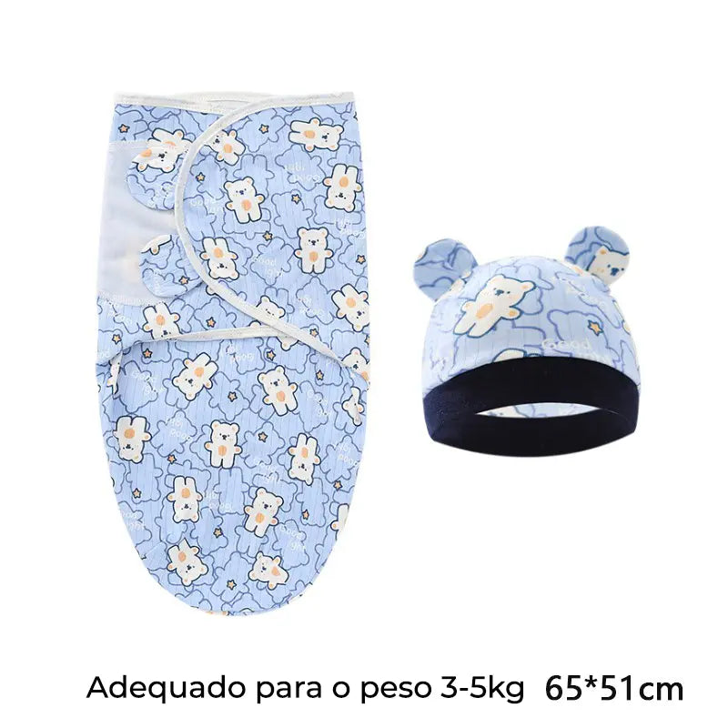 Swaddle (Saco de Dormir para Bebé) com chapéu