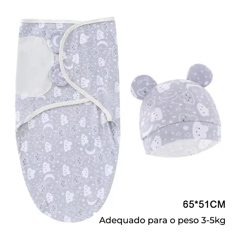 Swaddle (Saco de Dormir para Bebé) com chapéu