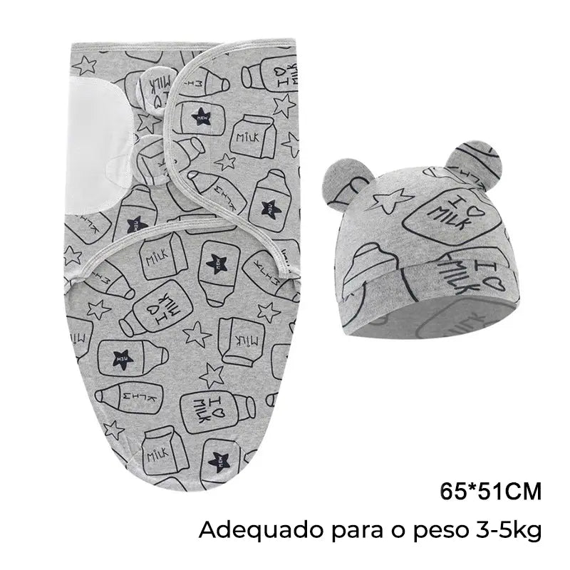 Swaddle (Saco de Dormir para Bebé) com chapéu
