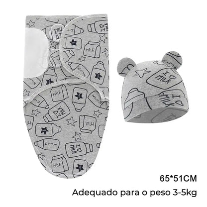 Swaddle (Saco de Dormir para Bebé) com chapéu