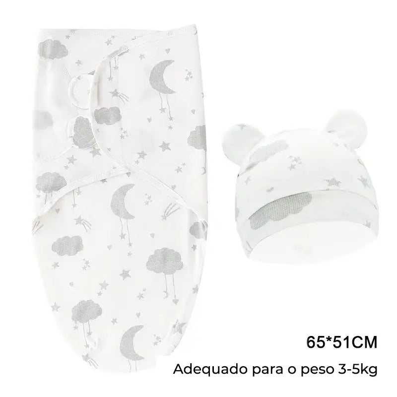 Swaddle (Saco de Dormir para Bebé) com chapéu