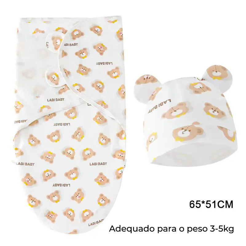 Swaddle (Saco de Dormir para Bebé) com chapéu