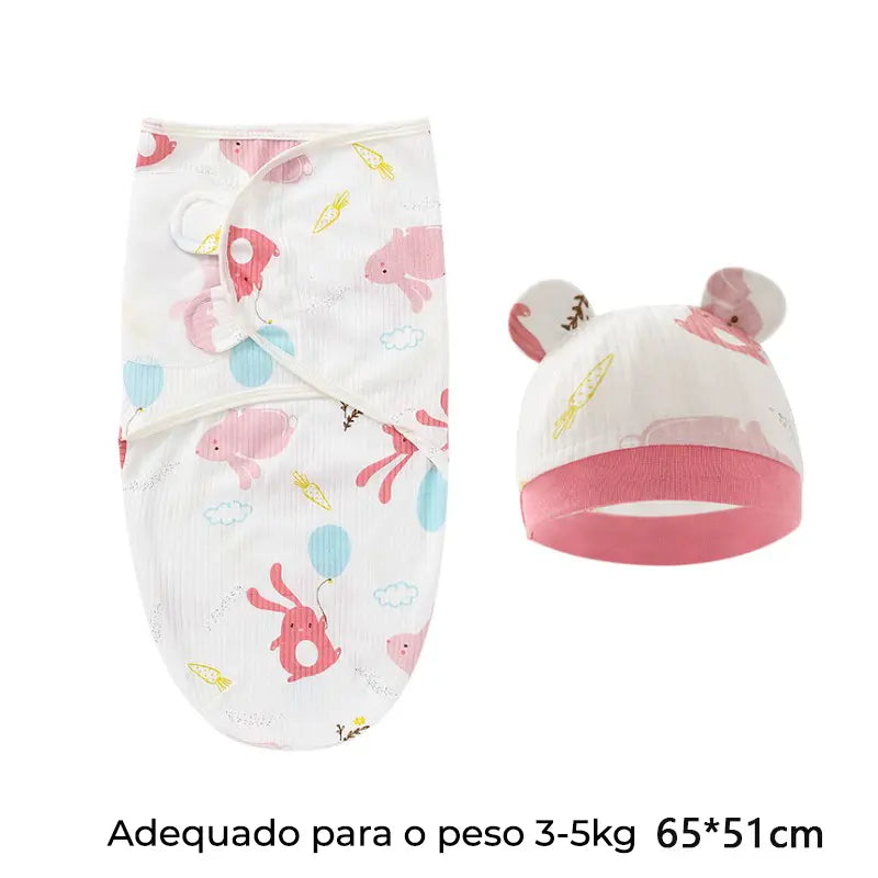 Swaddle (Saco de Dormir para Bebé) com chapéu