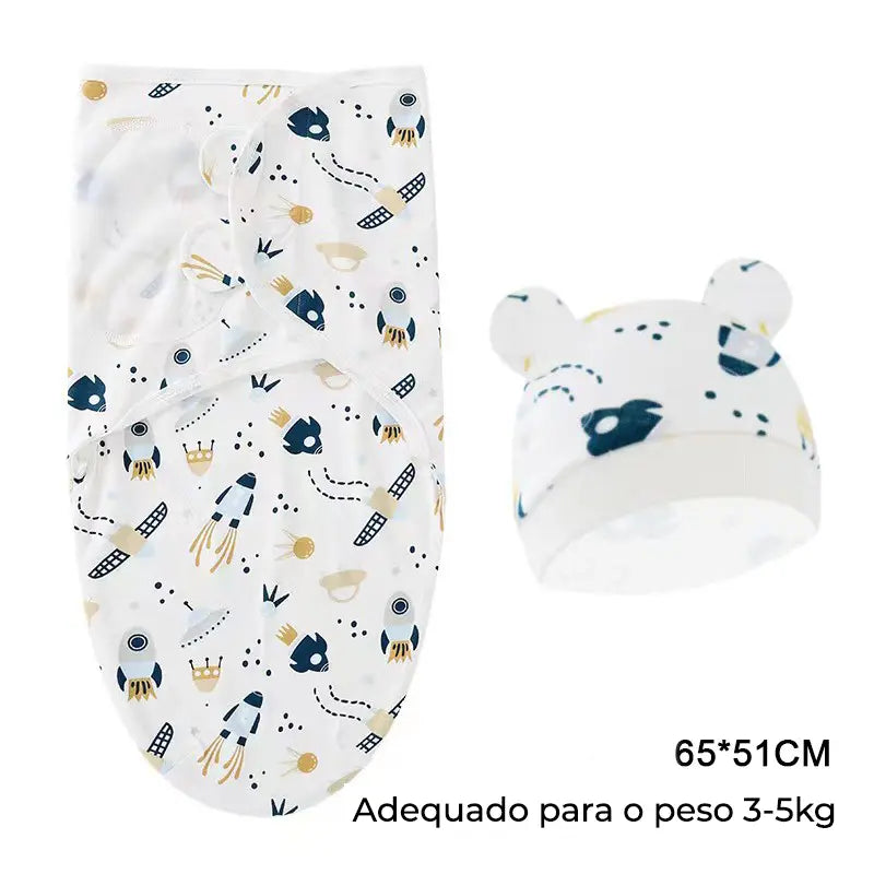 Swaddle (Saco de Dormir para Bebé) com chapéu