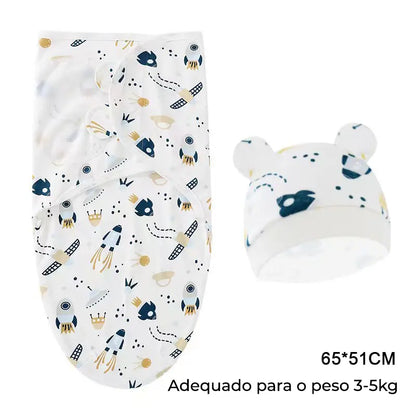 Swaddle (Saco de Dormir para Bebé) com chapéu