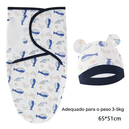 Swaddle (Saco de Dormir para Bebé) com chapéu