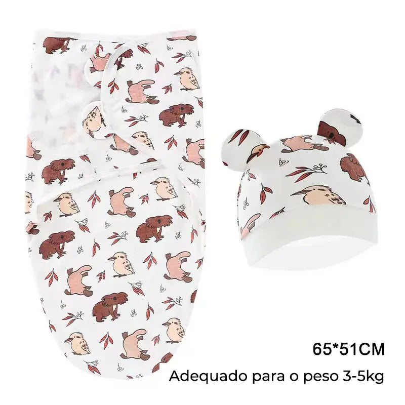 Swaddle (Saco de Dormir para Bebé) com chapéu