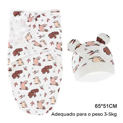 Swaddle (Saco de Dormir para Bebé) com chapéu