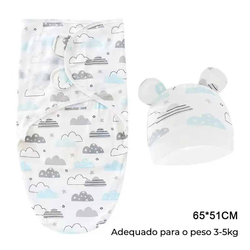 Swaddle (Saco de Dormir para Bebé) com chapéu